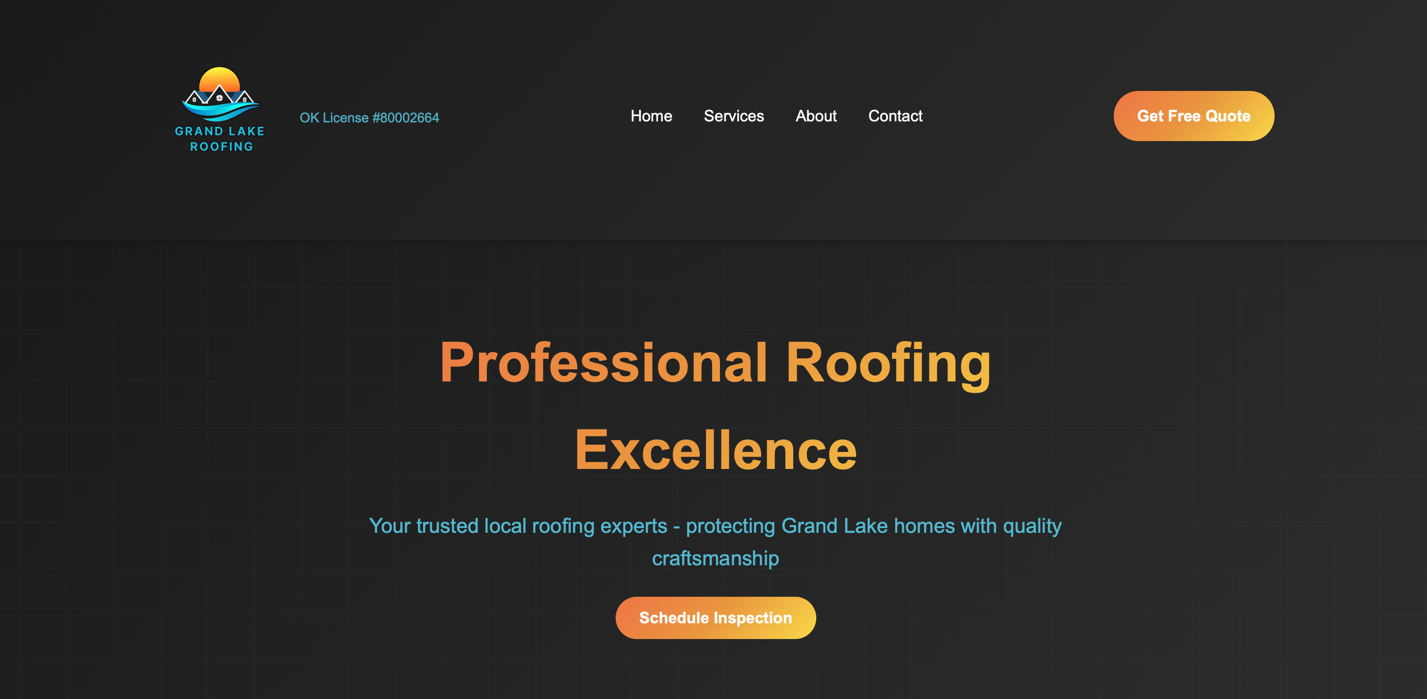 Grand Lake Roofing Website Screenshot